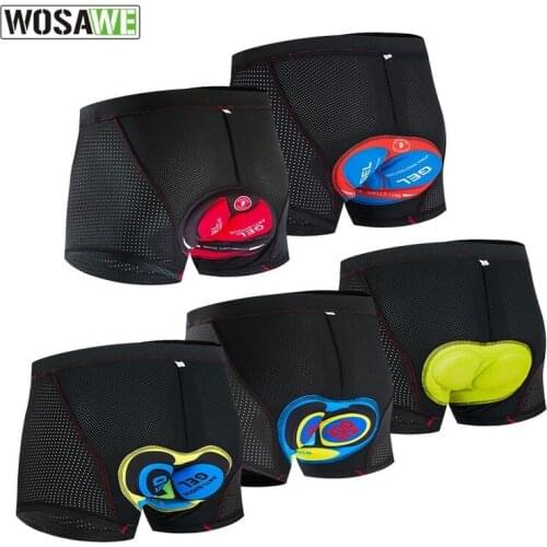 WOSAWE New 5 Models Mens Cycling Underwear with Gel Pad Meash Shockproof Cycling Underpants MTB Shorts Bike Bicycle Underwear