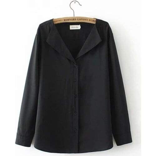 Plus Size XL-4XL Womens Tops Solid Officewear Long Sleeved Blouses Casual Shirts