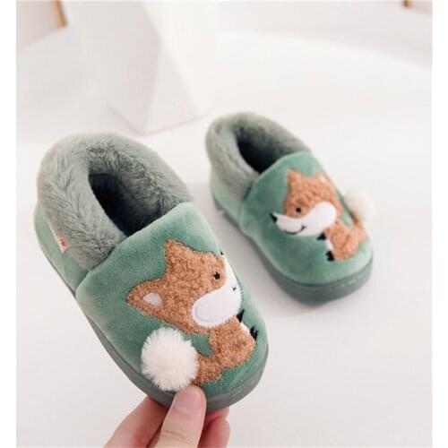 Cute kids slippers shoes cartoon fox animal indoor slippers for 1.5-7years child boys girls home shoes bedroom slippers