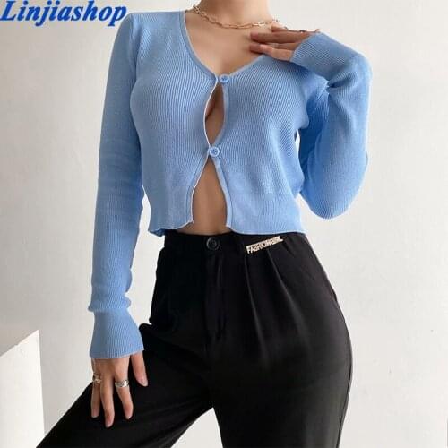Women Solid Knitted Single Breasted Cardigan 2021 New Retro Simple Female Sweater Soft Long Sleeve Chic Stareetwear