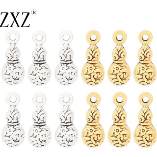 ZXZ 30pcs Tibetan Silver/Gold Tone 3D Gourd Charms Pendants Beads for Necklace Bracelet Jewelry Making Findings