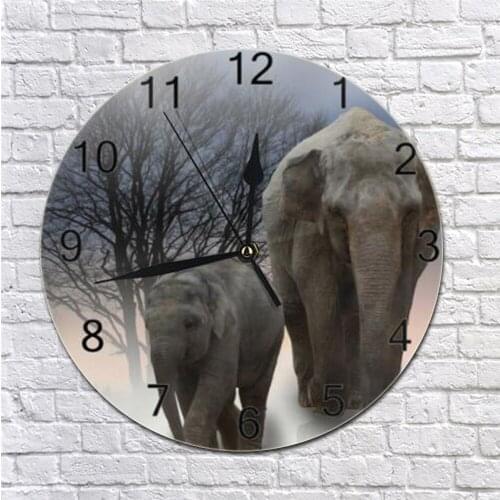 10inch Round Wall Clock Elephant Numeral Digital Dial Mute Silent non-ticking electronic wall clock Battery Operated Living Home