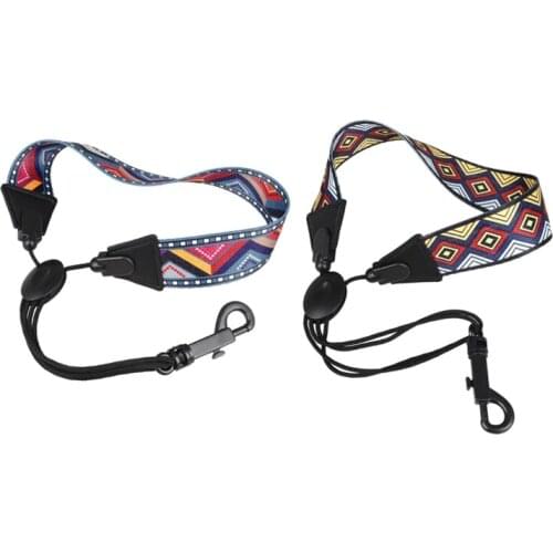 2Pcs Saxophone Neck Strap with Snap Hook Sax Harness for Alto / Tenor / Soprano Sax - Colorful & Black