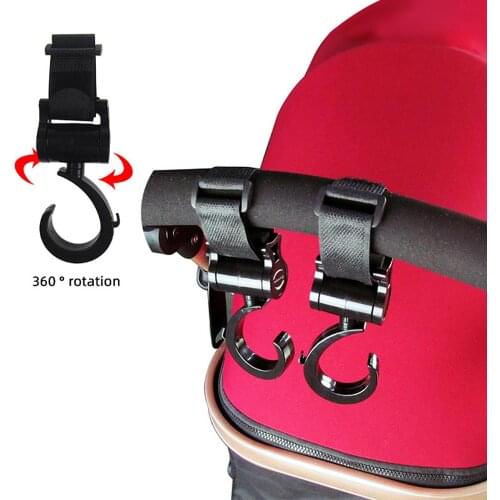 2Pcs Baby Stroller 360 Degree Rotation Hook Pram Rotate Plastic Hanger Baby Bag Swivel Diaper Bag Hook Strollers Accessories