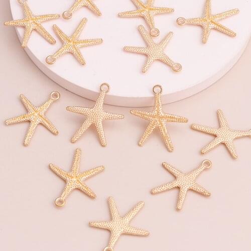 10pcs Matte Starfish Metal Alloy Jewelry for DIY Necklaces Charms Bracelets Gold Color 25x22mm Stars Handmade Jewelry Accessorie