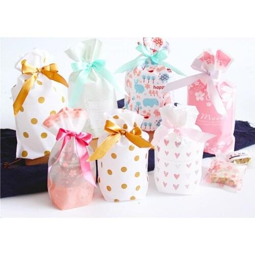 20PCS Cute Plastic Bags Cookie Candy Gift Bag Packing for Snack Baking Biscuits Pouches Drawable Wedding Birthday Party Supplies