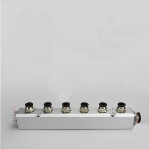 30x30mm G1/4" Out G1/2" In 6 Way Pneumatic Fitting Air Manifold Block Splitter
