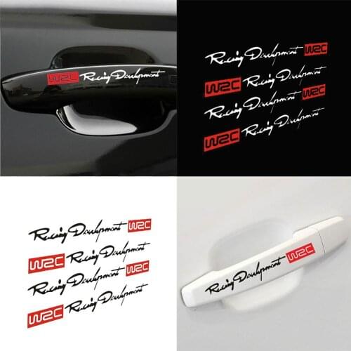 4Pcs Car Decoration Racing Development WRC Creative Car Door Handle Decals Auto Stickers