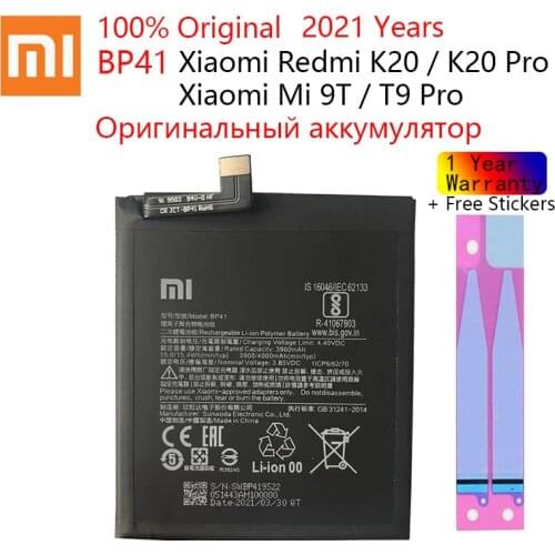 4000mAh BP41 Mobile Phone for XIAO MI Battery For Xiaomi Redmi K20 / Mi 9T mi9T T9 Xiomi Bateria