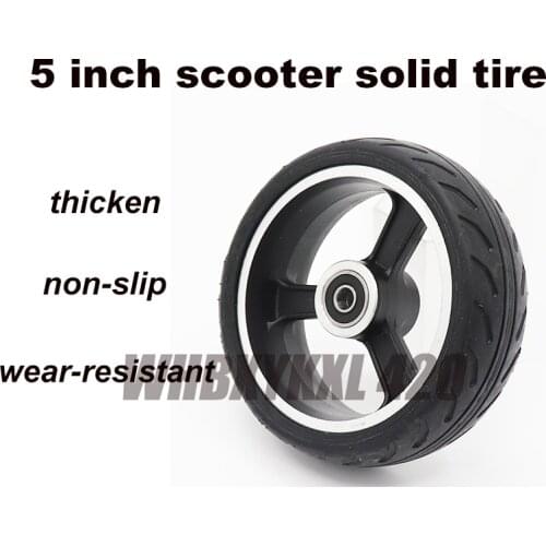 5 inch solid tire rubber wheel plastic hub no inflaction for electric mobility motor scooter eight-character pattern non-slip