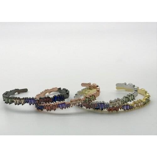 5pcs/lot Most Popular Irregular Shape Rinabow Cubic Zirconia Adjustable Bangles For Women Jewelry