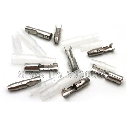 50sets Automotive wires pair terminals flame retardant sheath 4MM, bullet male and female connectors wire connectors copper nose