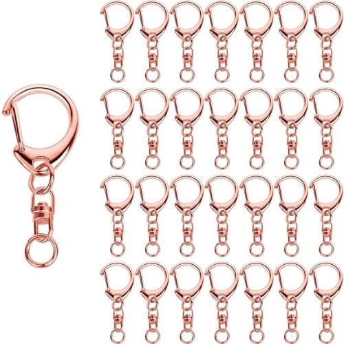 50 Pcs Rose Gold Keychain, Spring Snap Key Ring with Chain and Jump Rings, DIY Key Chain Parts for Craft Hanging Buckle