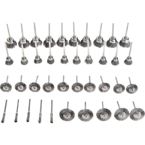 40Pcs Dremel Accessories Steel Wire Grinding Wheel Deburring Polishing Brushes Rotary Tools Burr Abrasive Tools for Mini Drill
