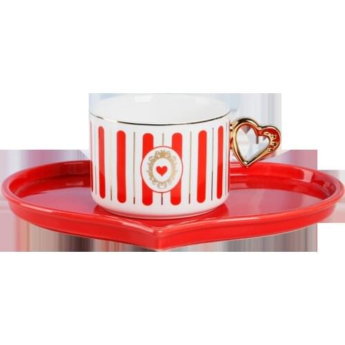 British style love gold heart-shaped saucer coffee cup and saucer ceramic pair cup double cup and saucer gift box