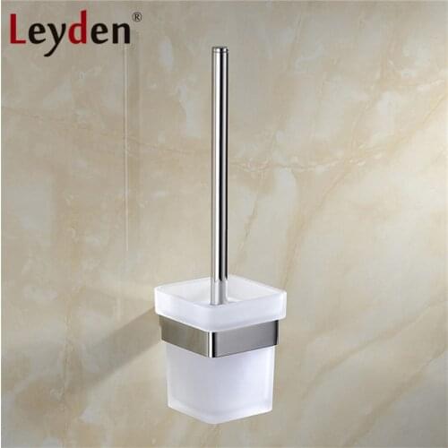 Leyden Stainless Steel Toilet Brush Holder Chrome WC Square Toilet Brush Holder Wall Mounted Toilet Brush Bathroom Accessories