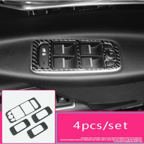 For Jaguar F-PACE 2016-2019 Soft carbon fiber Car Windows Control Panel trim cover Car modification Auto parts
