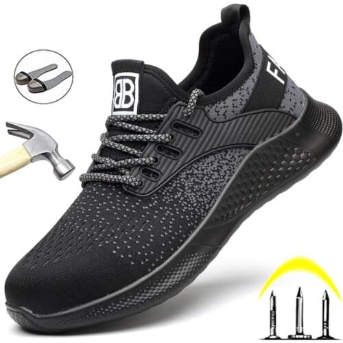 Breathable Work Sneakers Men Steel Toe Shoes Men Safety Shoes Anti-puncture Industrial Shoes Casual Footwear Protective Shoes