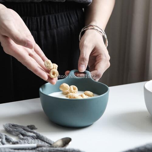 Nordic modern breakfast dessert ceramic bowl western restaurant solid color ceramic tableware Dinner soup bowl