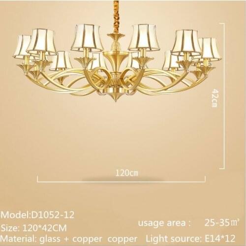 White shade 8-lights Classic European Style Gold Leaves Crystal Chandelier