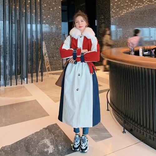 Retro Fashion Womens Jacket Woolen Coat Female Winter 2021 New Long Korean Loose Bat Sleeve Single-Breasted Contrast Color
