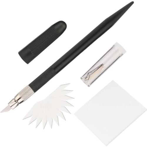 LMDZ Craft Artwork Professional Cutting Caving Knife with 12 Blades Hole Punching Protection Plat Leather Craft Tools DIY