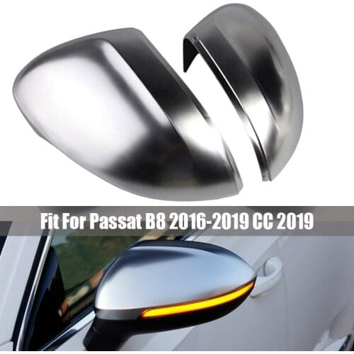 2PCS Matt Chrome Mirror Cover Rear View Side Mirror Cap Housing For VW Passat B8 Car Accessories Protection Cap Car Styling