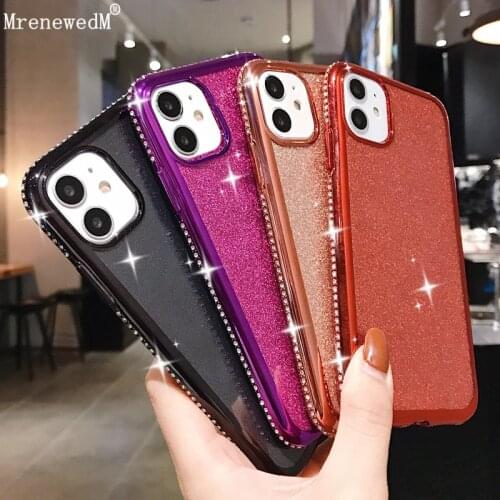 MrenewedM 12 Pro Max Luxury Diamond Glitter Silicone Phone Case For iPhone 12 Mini 11 Pro XR XS Max SE2 6 6S 7 8 Plus Soft Cover