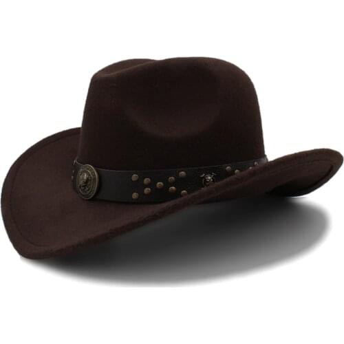 Classic Men Wool Chapeu Western Cowboy Hat Winter Autumn Gentleman Jazz Fedora Sombrero Hombre Steampunk Cap Size 56-58CM