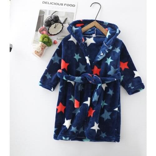 2-8 year Baby Robe Cartoon Hoodies Girl Boys Sleepwear Good Quality Bath Towels Kids Soft Bathrobe Pajamas Childrens Clothing