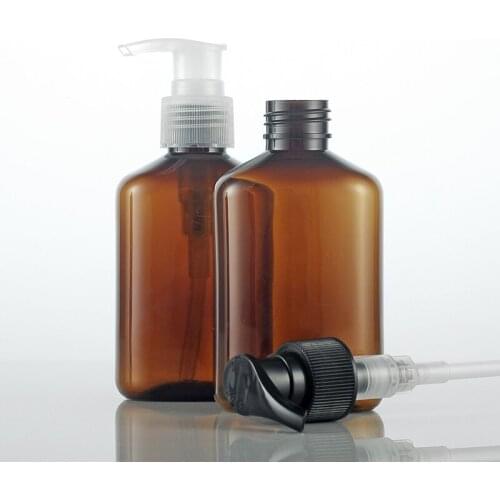 PET 125ml Brown Flat Helix Pump Press Shampoo Emulsion Bottle 10pcs/lot