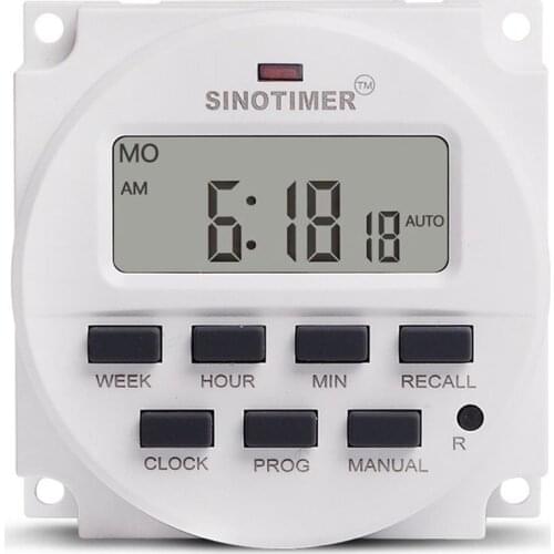 SINOTIMER AC 220V Weekly 7 Days Programmable Digital Time Switch Relay Timer Control Din Rail Mount for Electric Appliance