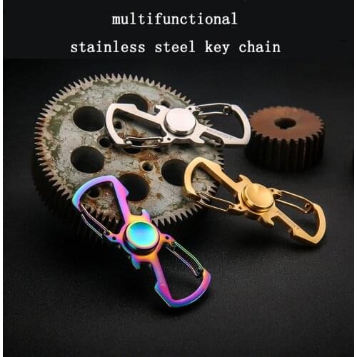 Stainless steel handspinner fidget spinner keychain multifunctional bottle opener finger spinner key chain llaveros hombre