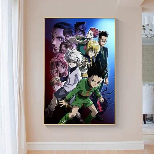 SP114 Silk Cloth Wall Poster Hunter X Hunter Neferpitou Gon Killua Fight Anime Art Home Decoration Gift