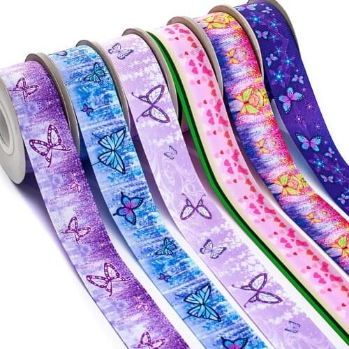 Japan Kimetsu No Yaiba 50 Yards Butterfly Printed Grosgrain,satin Ribbon DIY