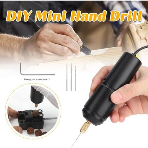 Jewelry Tools Mini Electric Drills Portable Handheld Micro USB Drill with 3pc Bits DC 5V for Jewelry Making DIY Wood Craft