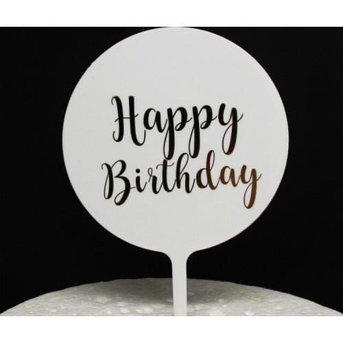 1PC Round Plastic Happy Birthday Cake Topper Cake Toppers Baby Shower Cake Birthday Party Cake Flag Decorations
