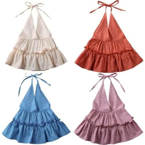 2021 Baby Girls Solid Color Dress Infant Girls Casual Dresses Sleeveless Loose Fit Plain Mini Dress Princess Casual Clothes