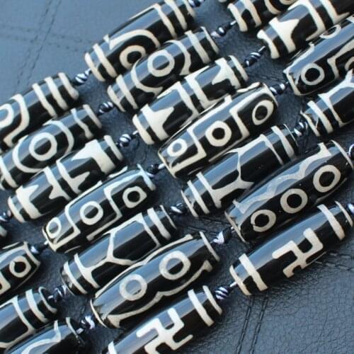 4pcs ,Many Patterns Around 38-40mm Black Antique Tibet Dzi agates Beads,For DIY Necklace Bracelat Jewelry Making