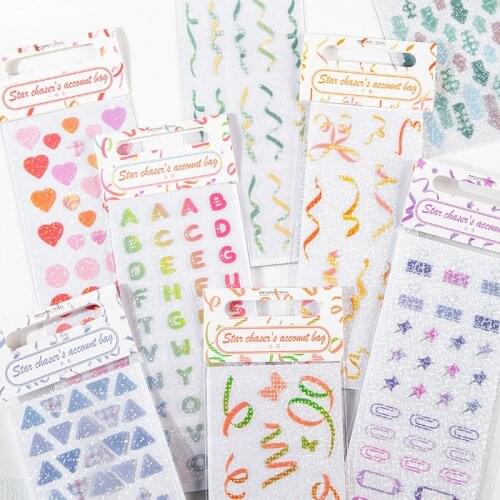5Pcs/Lot Korea Star Chasing Ribbon PET Stickers Creative Laser fluorescence Fresh Material Sticker School Decoration Supplies