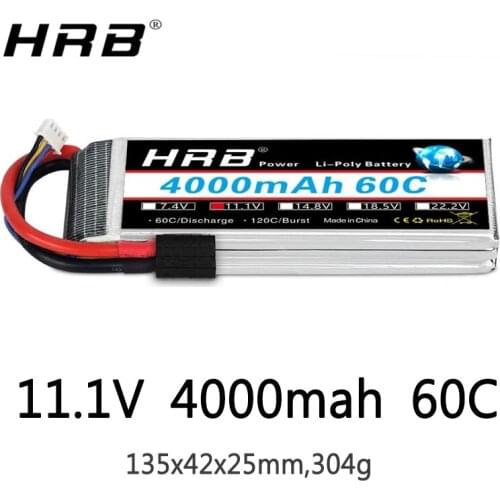 HRB 3S 11.1V Lipo Battery 4000mah XT60 XT90 T Deans EC5 XT90-S 60C For Trex 500 Helicopter Airplane FPV Drone Car Boat RC Parts