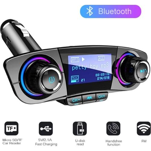 Car Handsfree Wireless Bluetooth Kit FM Transmitter LED Audio MP3 Player Dual USB Charger FM TF Aux in Modulator Car Accessories