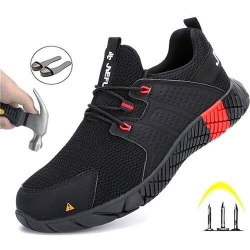 Mens Steel Toe Cap Anti-Smash And Anti-Puncture Safety Boots, Lightweight And Breathable Tennis Safety Work Shoes, Sports Shoes