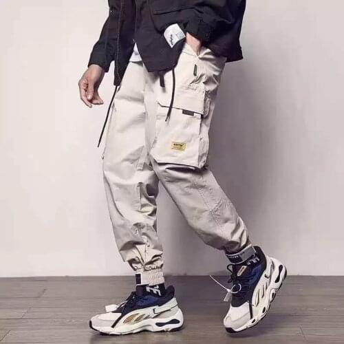 Elastic Waist Cargo Pants Street Ankle Banded Pants Large Pockets Casual Pants Fashion Cargo Pants