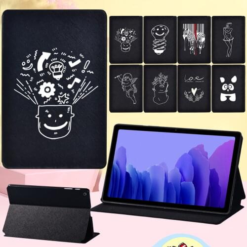 Case for Samsung Galaxy TAB A7 10.4 2020 T500 T505 Flip Leather Stand Cover Case White Image Protective Case Tablet Accessories