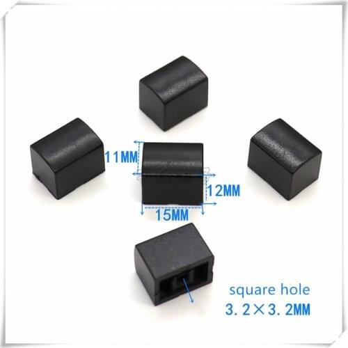 10 Piece Black rectangular plastic button cap square hole 3.2 * 3.2mm self locking switch cap power button cap