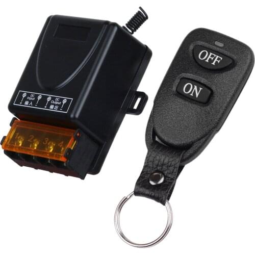 DC12V 24V 36V 48V Wireless Remote Control Light Switch Mini Size 30A Relay Output Voltage Receiver Module Belt Black Transmitter