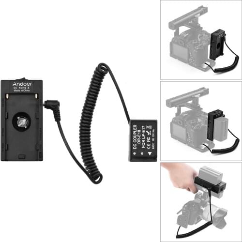 Andoer NP-F970 F750 Battery Plate Holder Adapter with Dual USB Interface + LP-E6 Dummy Battery Coupler for Canon EOS Cameras