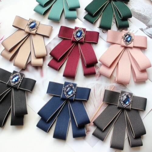 British Men Women Unisex Neck Collar Shirt Ribbon Bow Ties Retro Girl Alloy Butterfly Wedding Party Suits Uniform Crystal Bowtie