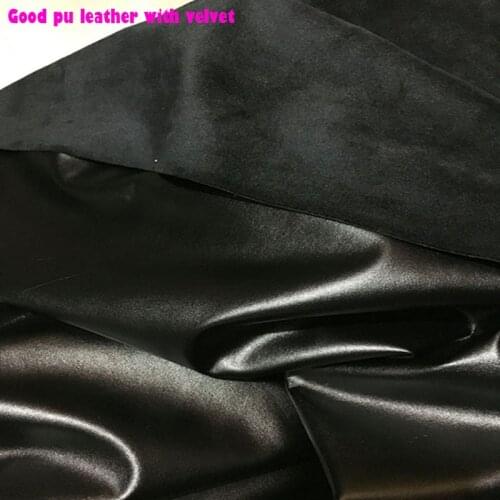 Good 69*50cm Black Synthetic Leather With Velvet 4 Sides Stretch PU Leather Warm Soft Faux Leather Fabric Sewing Diy Pants